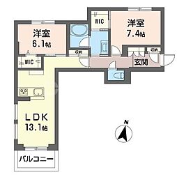グランツ エーデル 2LDKの間取図画像