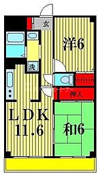 リレント谷塚 2LDKの間取図画像