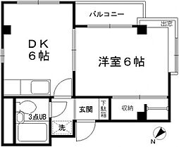 ドエル河田 1DKの間取図画像