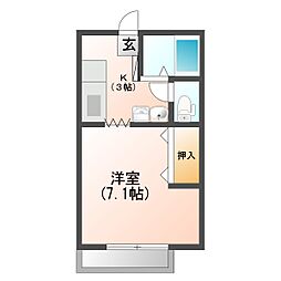シティーグランデB 1Kの間取図画像