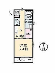 カーサ・アコレテ2 1Kの間取図画像