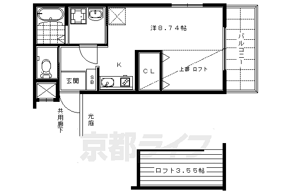 プチマンションむらさき野 202｜京都府京都市北区紫野下若草町(賃貸マンション1K・2階・34.52㎡)の写真 その2