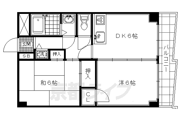 アクエルド金閣寺 501｜京都府京都市北区衣笠御所ノ内町(賃貸マンション2DK・5階・36.61㎡)の写真 その2