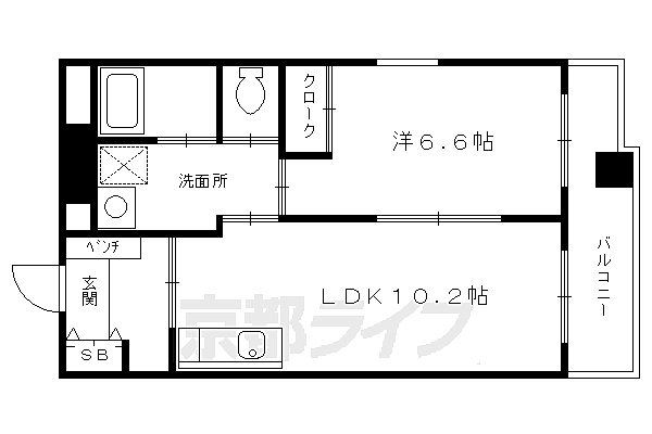 京都府京都市中京区猩々町(賃貸マンション1LDK・5階・44.15㎡)の写真 その2