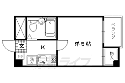 シャローム 4階1Kの間取り