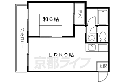 叡山電鉄叡山本線 三宅八幡駅 徒歩8分の賃貸マンション 2階1LDKの間取り