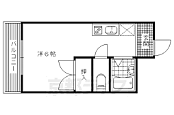 京阪本線 出町柳駅 徒歩28分の賃貸アパート 1階1Kの間取り