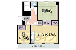 叡山電鉄叡山本線 茶山・京都芸術大学駅 徒歩6分の賃貸マンション 2階2LDKの間取り