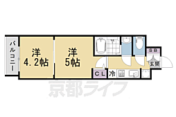 エステムコート京都二条 4階2Kの間取り