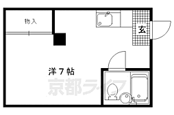 カスティロレヴィII 2階ワンルームの間取り