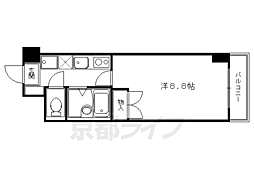 京都市営烏丸線 烏丸御池駅 徒歩10分の賃貸マンション 2階1Kの間取り