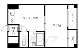 京都市営烏丸線 北山駅 徒歩29分の賃貸マンション 1階1DKの間取り