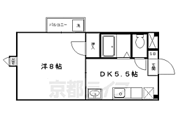 叡山電鉄叡山本線 茶山・京都芸術大学駅 徒歩3分の賃貸マンション 2階1Kの間取り