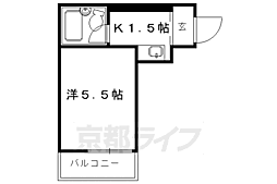 御所俵 2階1Kの間取り