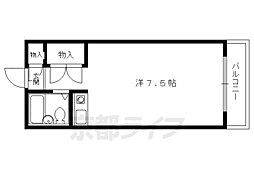京都市営烏丸線 北大路駅 徒歩22分の賃貸マンション 3階ワンルームの間取り