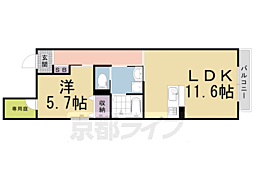JR山陰本線 二条駅 徒歩5分の賃貸マンション 1階1LDKの間取り