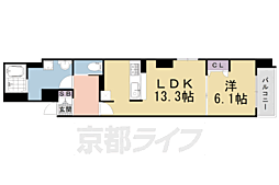 京都市営烏丸線 烏丸御池駅 徒歩7分の賃貸マンション 1階1LDKの間取り