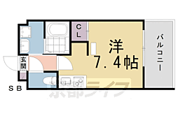 京都市営烏丸線 北山駅 徒歩11分の賃貸マンション 1階ワンルームの間取り