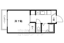 京都市営烏丸線 国際会館駅 徒歩9分の賃貸アパート 2階1Kの間取り