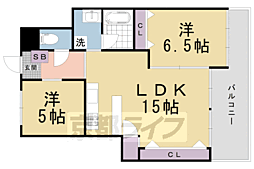 御所西ロイヤルプラザ 2LDKの間取図画像