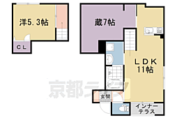 ベルリード太秦花水木 1SLDKの間取図画像