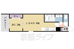 ジーメゾン京都梅津 1LDKの間取図画像