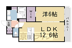 KCCフラット西京極 1LDKの間取図画像