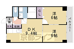 クレアール弐番館 2LDKの間取図画像