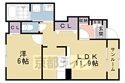ラフィーネ・葛野2 1LDKの間取図画像