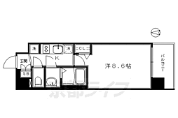 プレサンスTHEKYOTO流雅 1Kの間取図画像