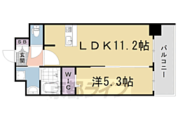 プレデコート西京極 1LDKの間取図画像