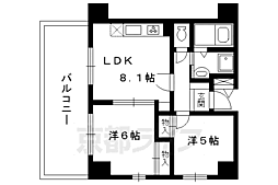 リバティー四条烏丸 2LDKの間取図画像