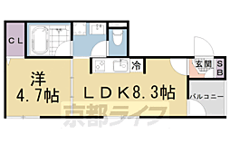 ハーモニーテラス京都 1LDKの間取図画像