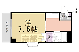 グランタック竜安寺 1Kの間取図画像