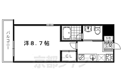 CielCourt紫野2 1Kの間取図画像