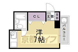メゾンテンボス 1Kの間取図画像