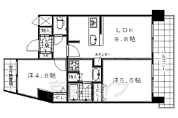 プレサンス京都駅前千都 2LDKの間取図画像
