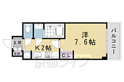 プレサンス京都五条天使突抜 1Kの間取図画像