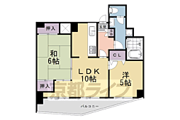 四条大宮シャトー朝日 2LDKの間取図画像