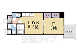 プラネシア星の子四条西洞院 1LDKの間取図画像