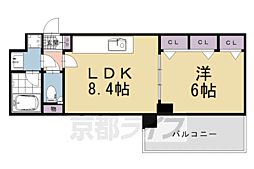 プラネシア星の子四条烏丸 1LDKの間取図画像