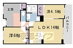 パインフィールド洛西 2LDKの間取図画像