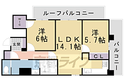 リーガル京都堀川中立売2 2LDKの間取図画像