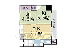 ウエストハイマンション西院 2DKの間取図画像