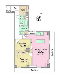 セザール妙蓮寺 2LDKの間取図画像