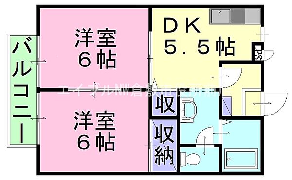 リバーサイド乙島 ｜岡山県倉敷市玉島乙島(賃貸アパート2DK・1階・40.92㎡)の写真 その2