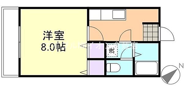 岡山県倉敷市西中新田(賃貸マンション1K・3階・25.92㎡)の写真 その2