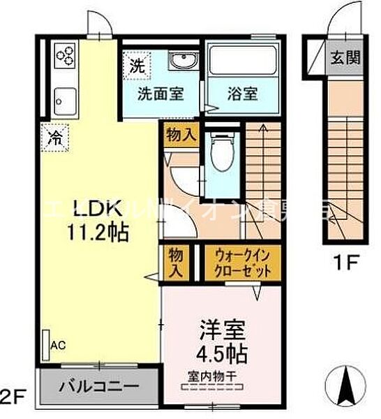 岡山県倉敷市水江(賃貸アパート1LDK・2階・47.40㎡)の写真 その2