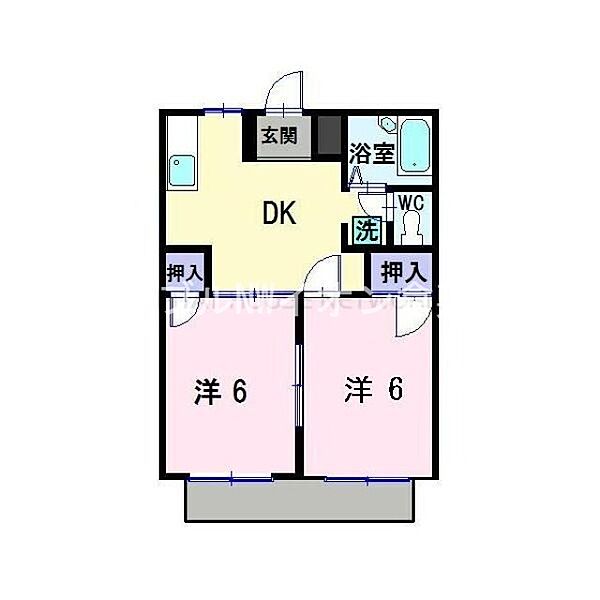岡山県総社市中央5丁目(賃貸アパート2DK・2階・44.72㎡)の写真 その2