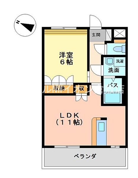 岡山県倉敷市西阿知町新田(賃貸アパート1LDK・2階・41.04㎡)の写真 その2